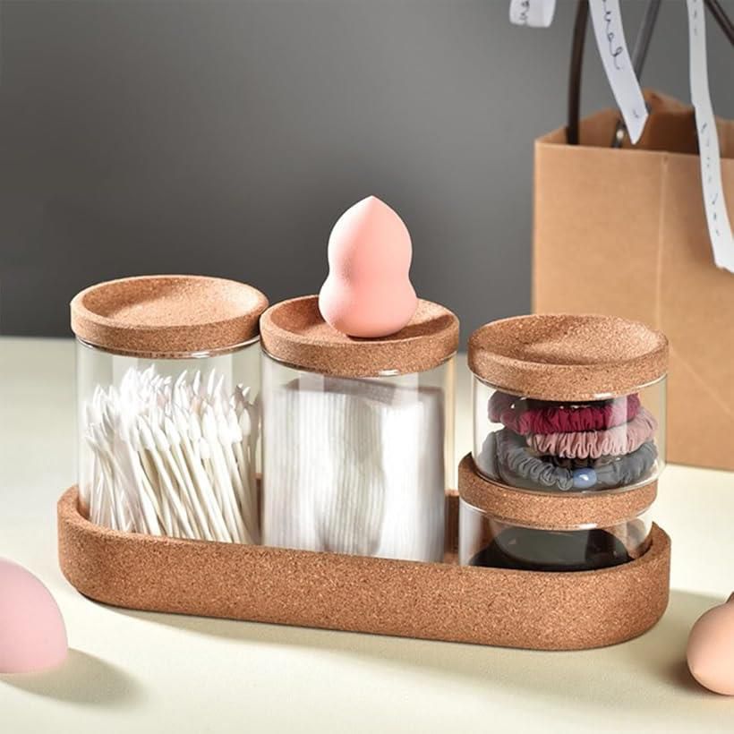 Cork Vanity Organizer Jar Set