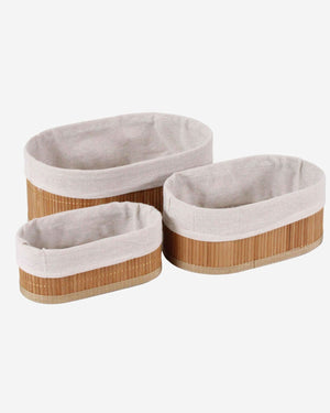 Bamboo Fabric Storage Basket Set