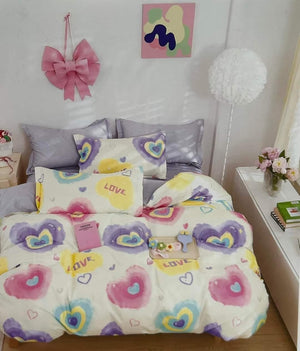 Cotton Hearts Duvet Cover Set - Single