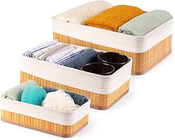 Natural Bamboo Organizer Basket Set