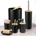 Nordic Matte Bamboo Bathroom Set - 6 Pieces