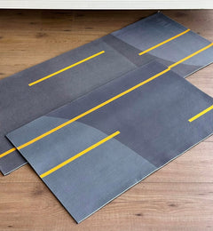 Indoor Rug Set Gray Dashes