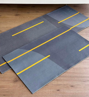 Indoor Rug Set Gray Dashes