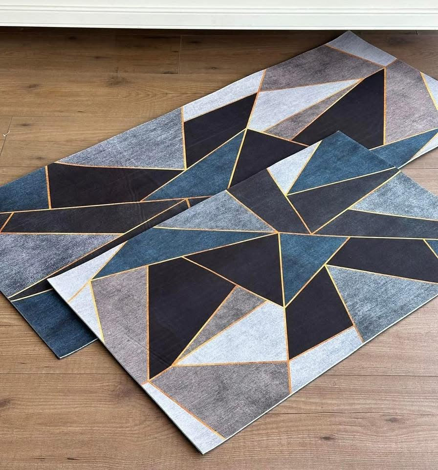 Indoor Rug Set Navy Mosaic