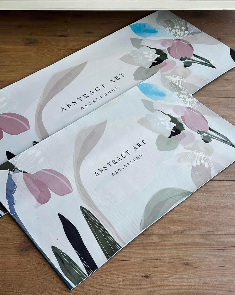 Indoor Rug Set Abstract Art Flower