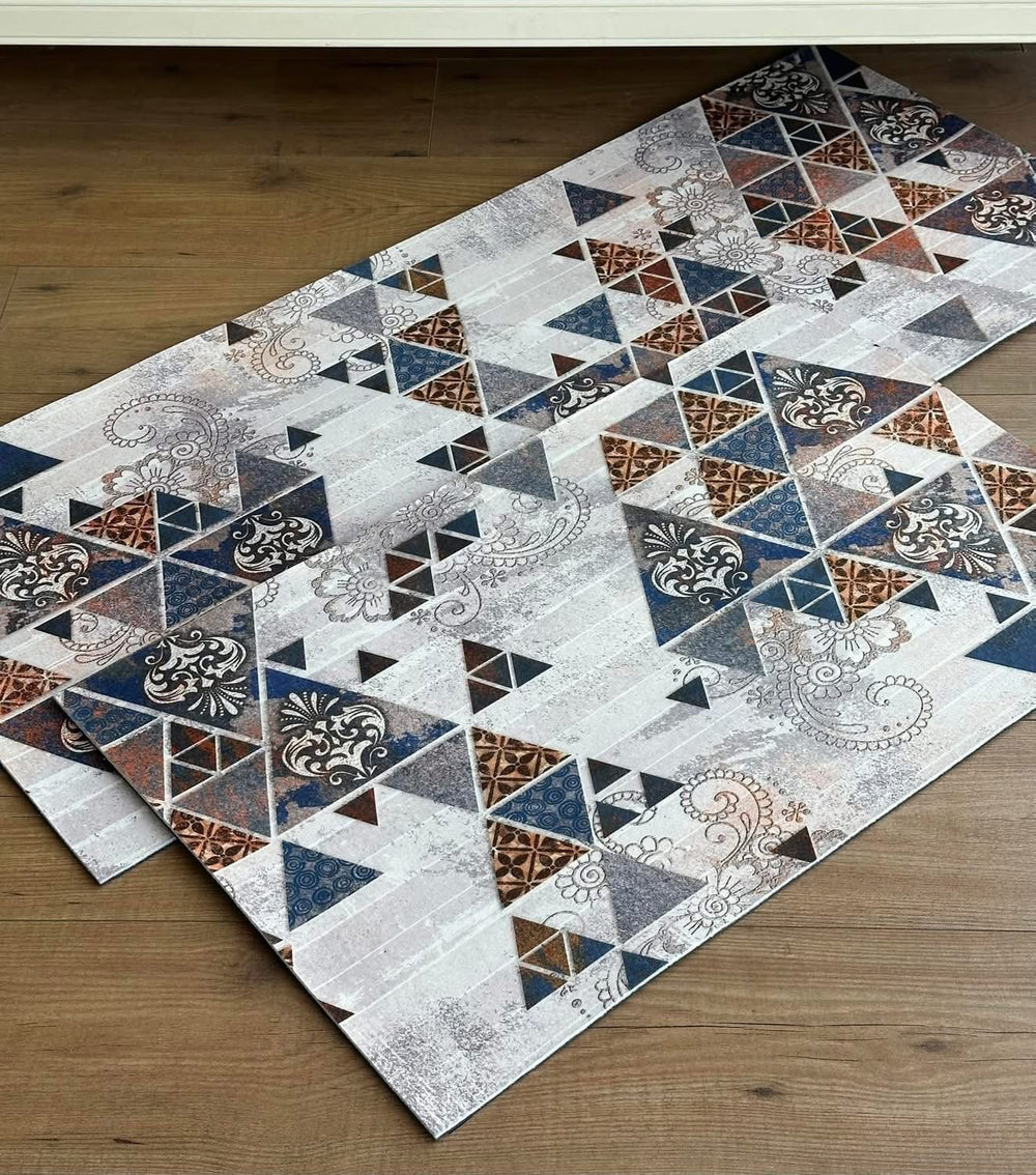 Indoor Rug Set Abstract Triangles