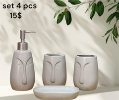 Minimalist Face Ceramic Bathroom Set – 4 pcs