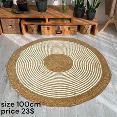 Boho Natural Jute Round Rug – 100cm