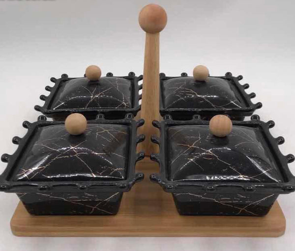Marble Square Condiment Set