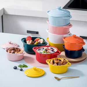 Mini ColorPop Ceramic Casserole Pots with Lids