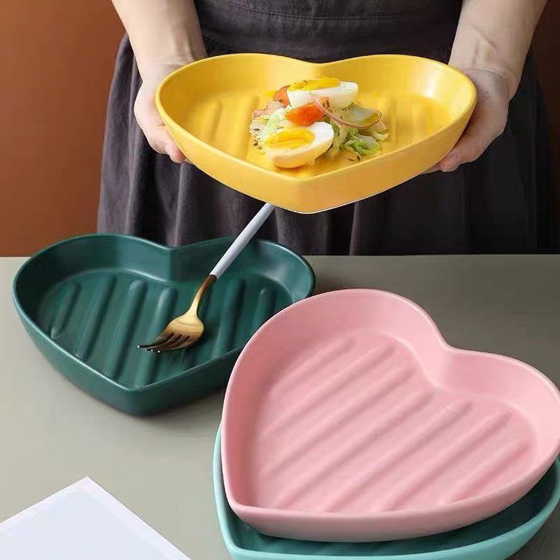 Colorful Ceramic Heart-Shaped Dinner Plate