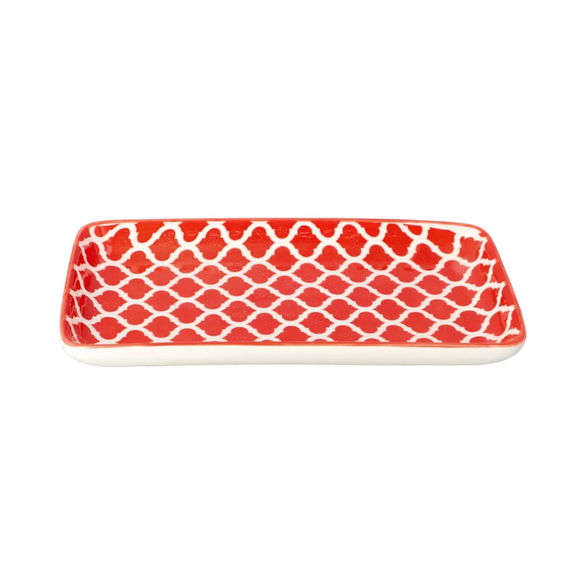 Red Mosaic Ceramic Rectangular Plate