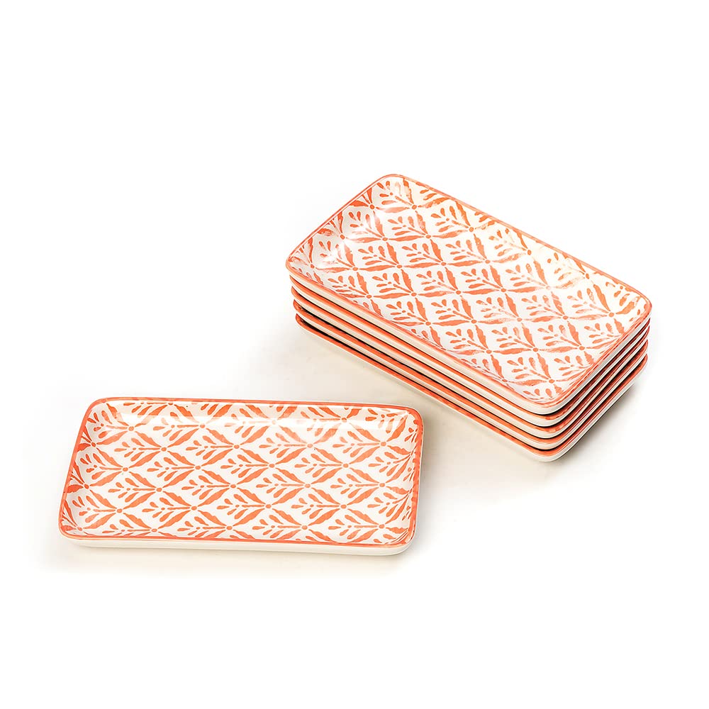 Coral Leaf Ceramic Rectangular Plate
