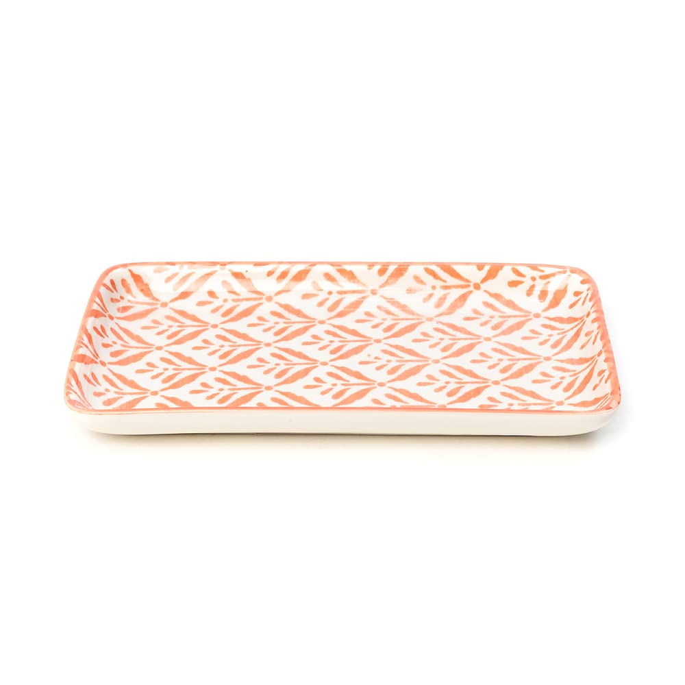 Coral Leaf Ceramic Rectangular Plate