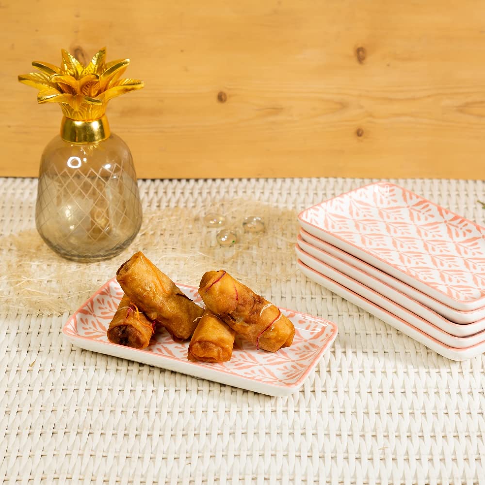 Coral Leaf Ceramic Rectangular Plate