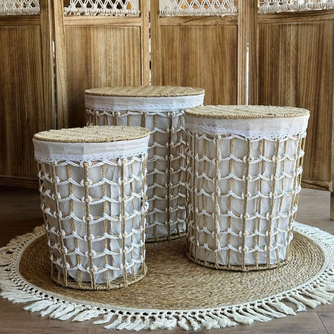 Coastal Macramé Basket Set - 3 pcs