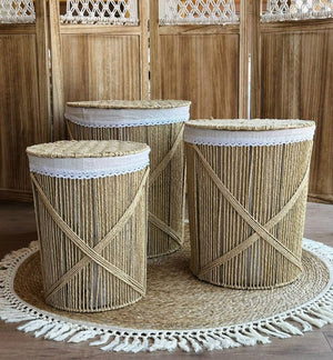 Natural Rope Criss-Cross Basket Set - 3 pcs