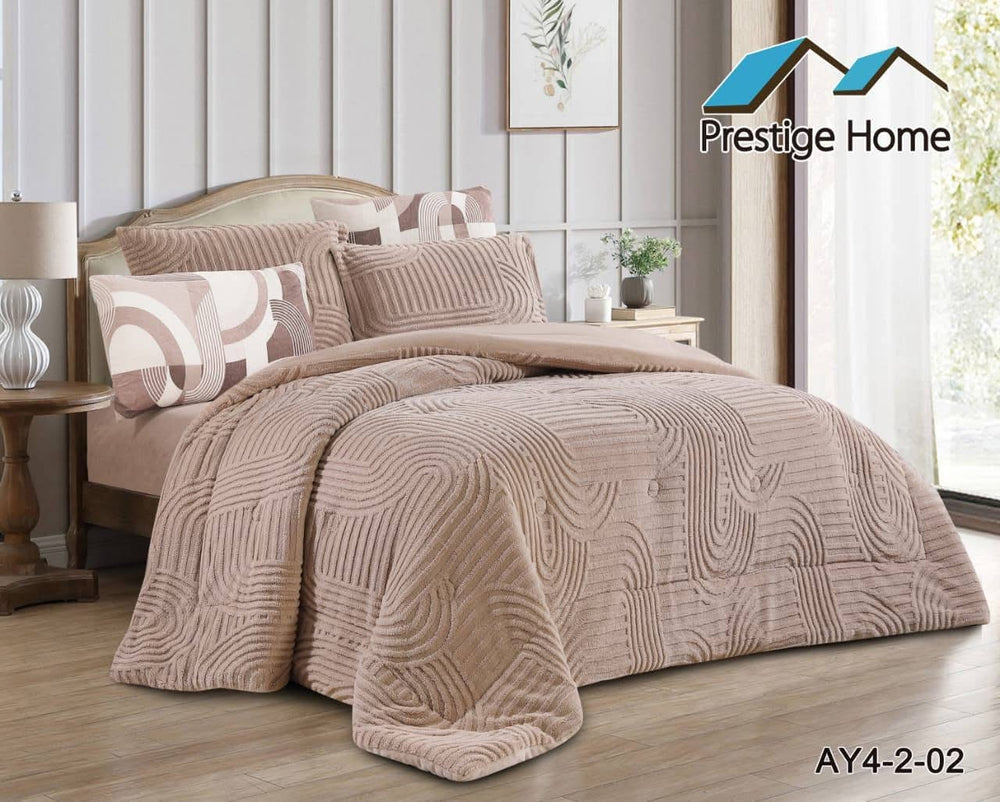 Aurora Sherpa Geometric Comforter Set – Single