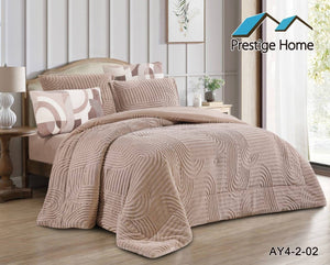 Aurora Sherpa Geometric Comforter Set – Single