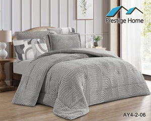 Aurora Sherpa Geometric Comforter Set – Double