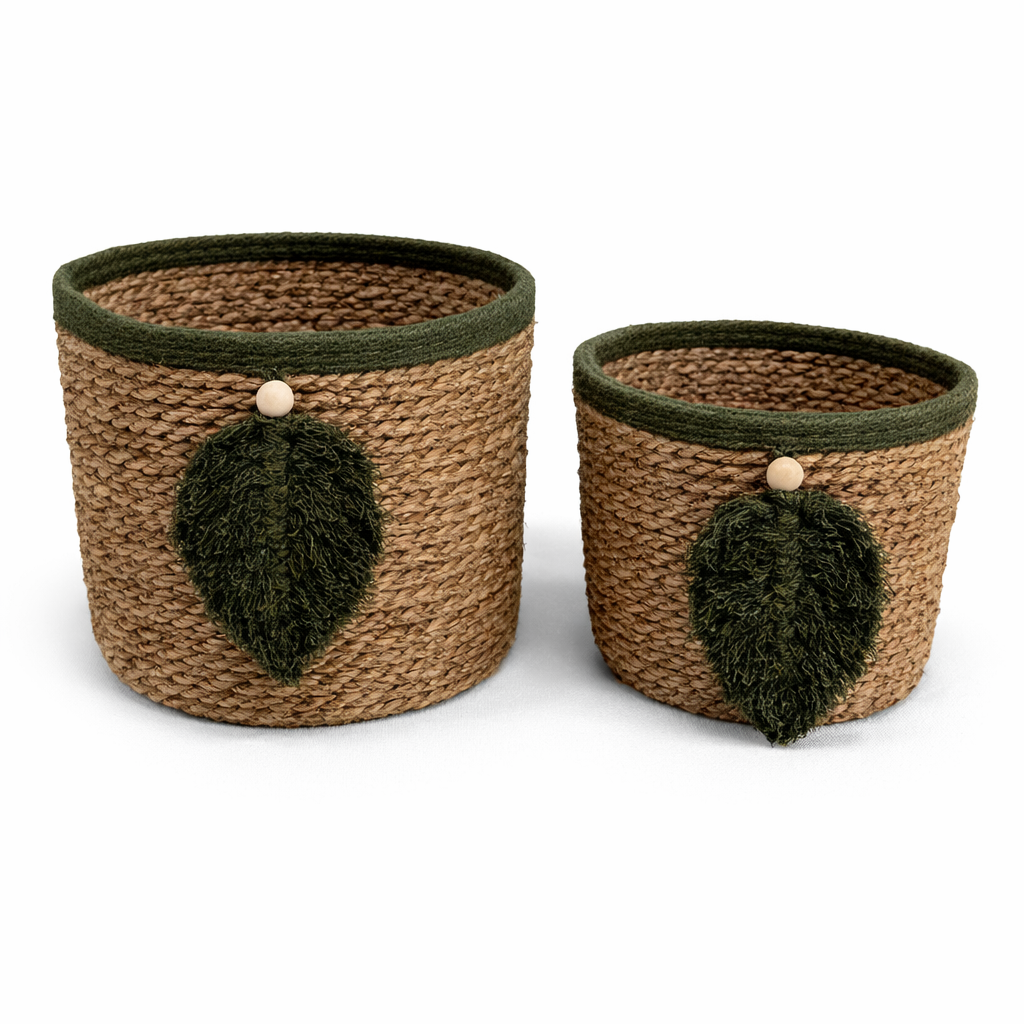 Leaf Woven Storage Basket Set - 2 pcs