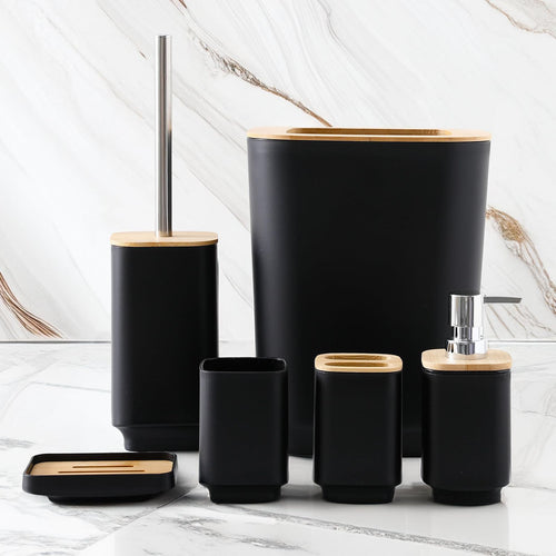 Square Bamboo Bathroom Set