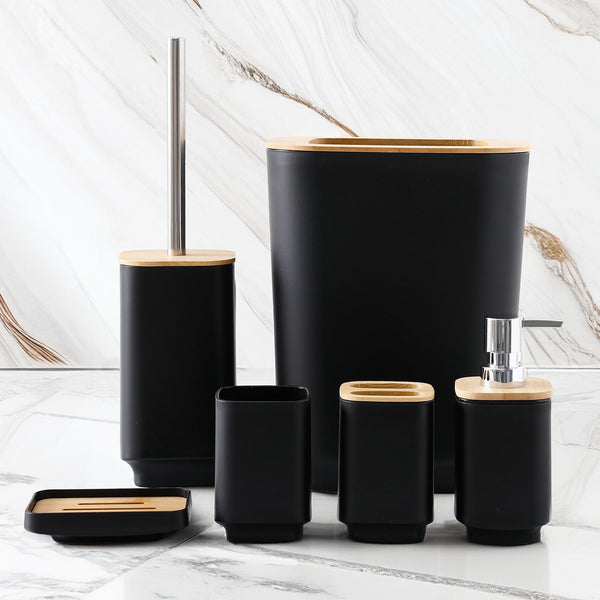 Square Bamboo Bathroom Set