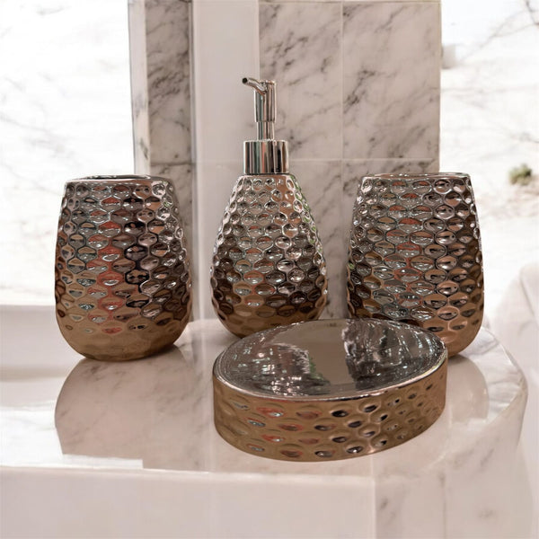 Electroplating Bathroom Ceramic Set - 4 Pieces