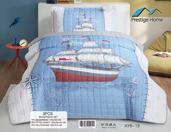 Nautical Voyage Bedspread Set - 3 Pieces
