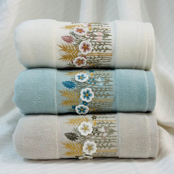 Meadow Bloom Hobby Embroidery Towel - Medium