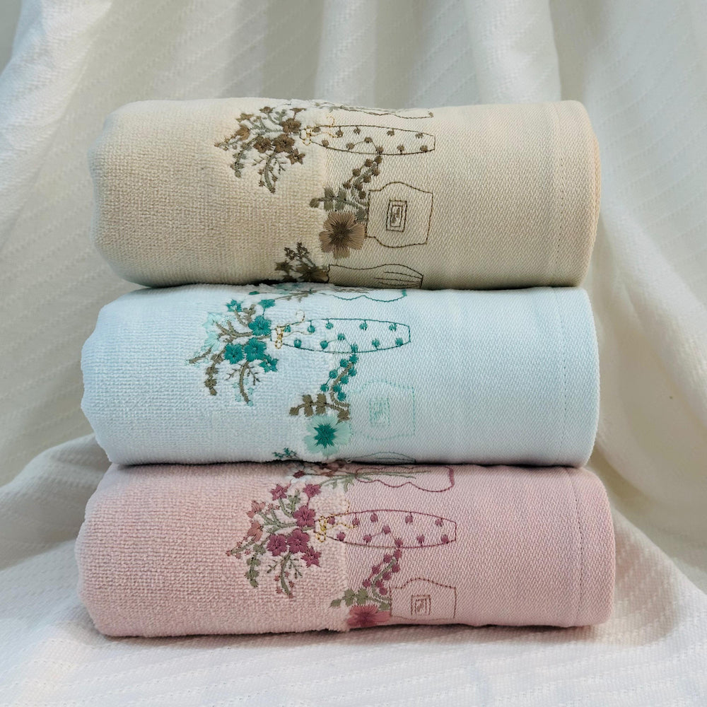 Floral Cactus Hobby Embroidery Towel - Medium