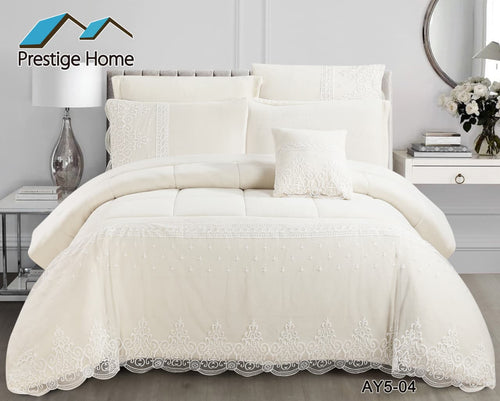 Eterna Lace Flannel Comforter Set 7 pcs – Double