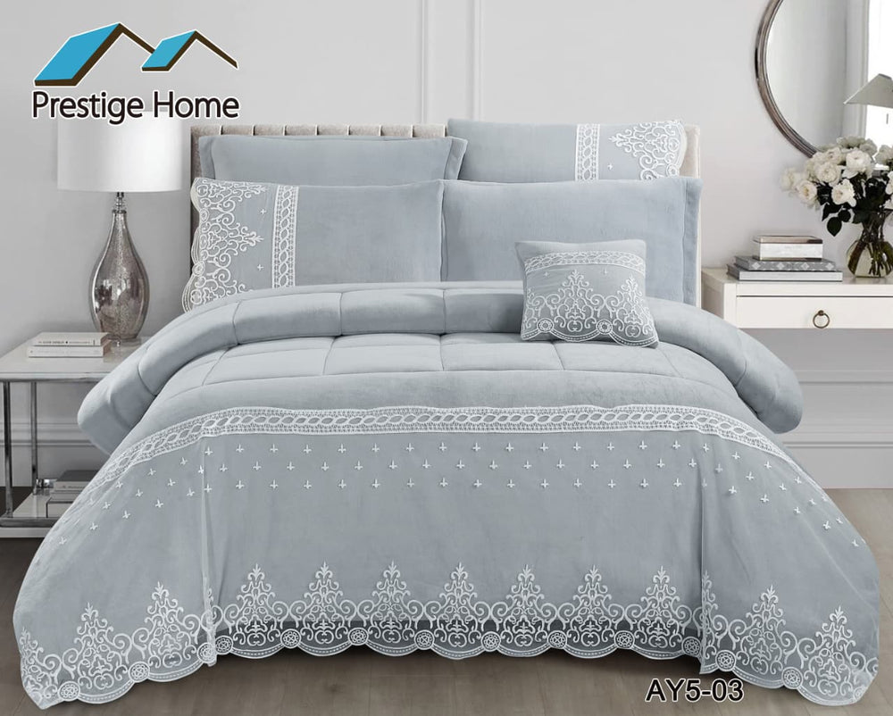 Eterna Lace Flannel Comforter Set 7 pcs – Double