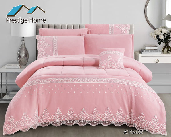 Eterna Lace Flannel Comforter Set 7 pcs – Double