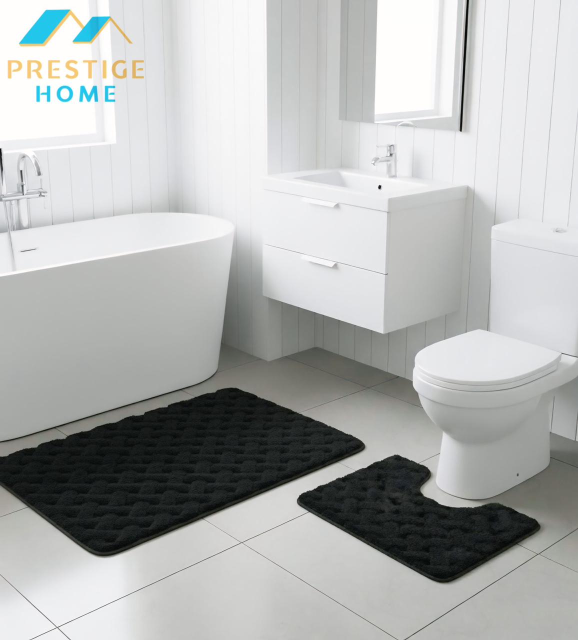 Bathroom Mat Set 2Pcs Rabbit Knots- 50x80 cm + 50 × 40 cm