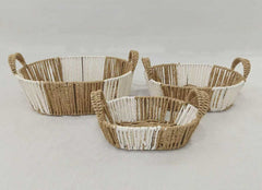 Boho Two-Tone Rope Storage Basket Set