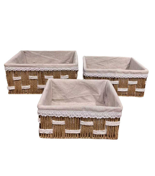 Rustic Weave Storage Basket Set - 3 pcs