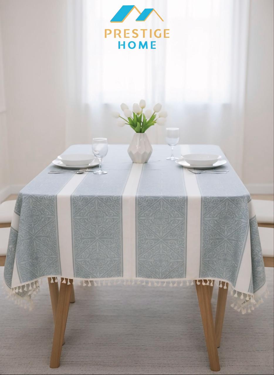 Geometric Stripe Tassel Tablecloth