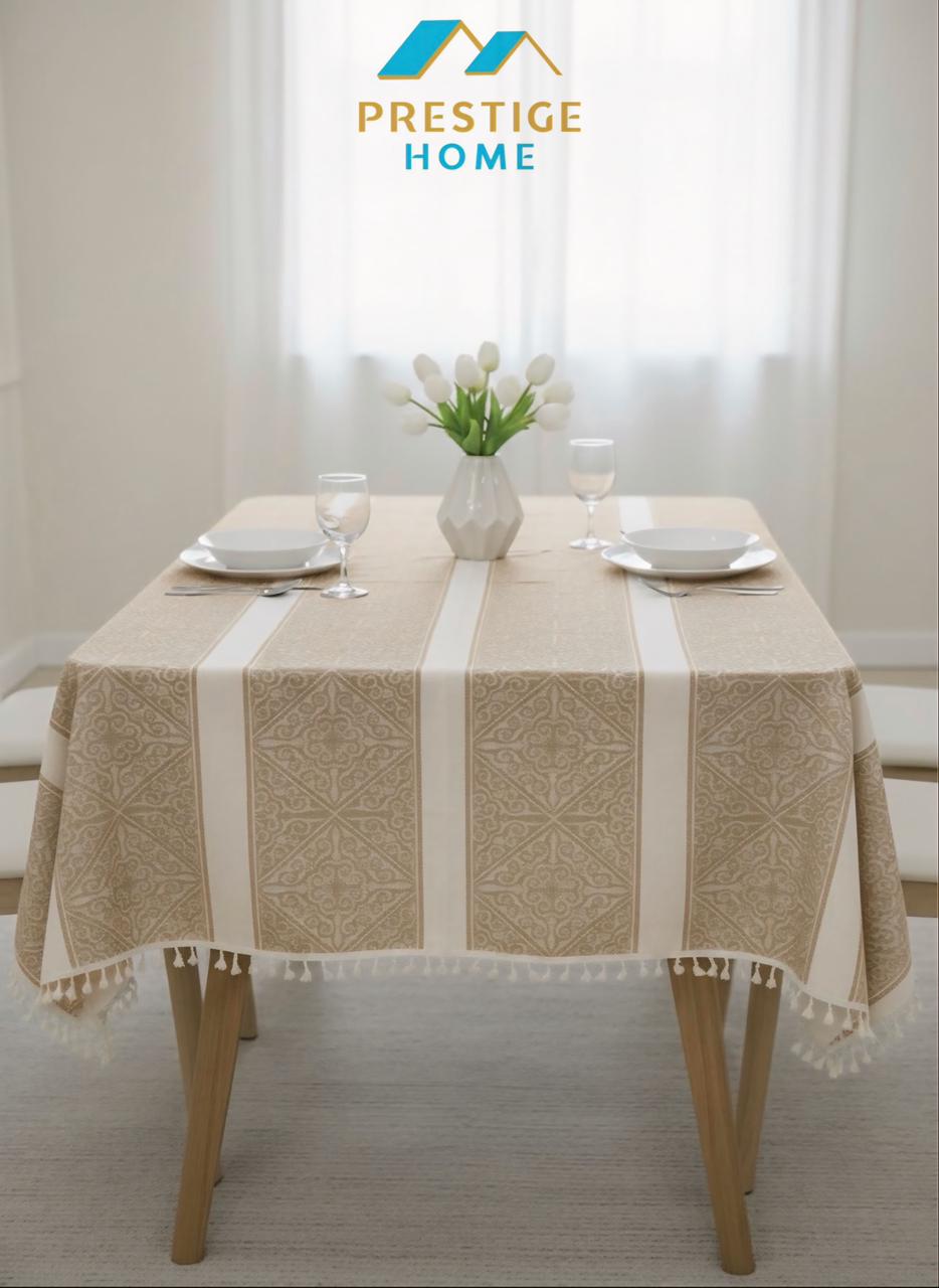 Geometric Stripe Tassel Tablecloth