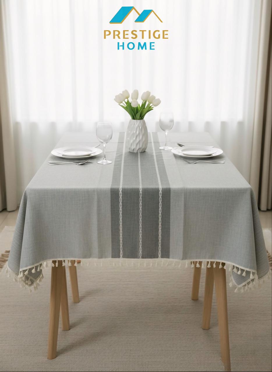 Soft Chain Stripe Tassel Tablecloth