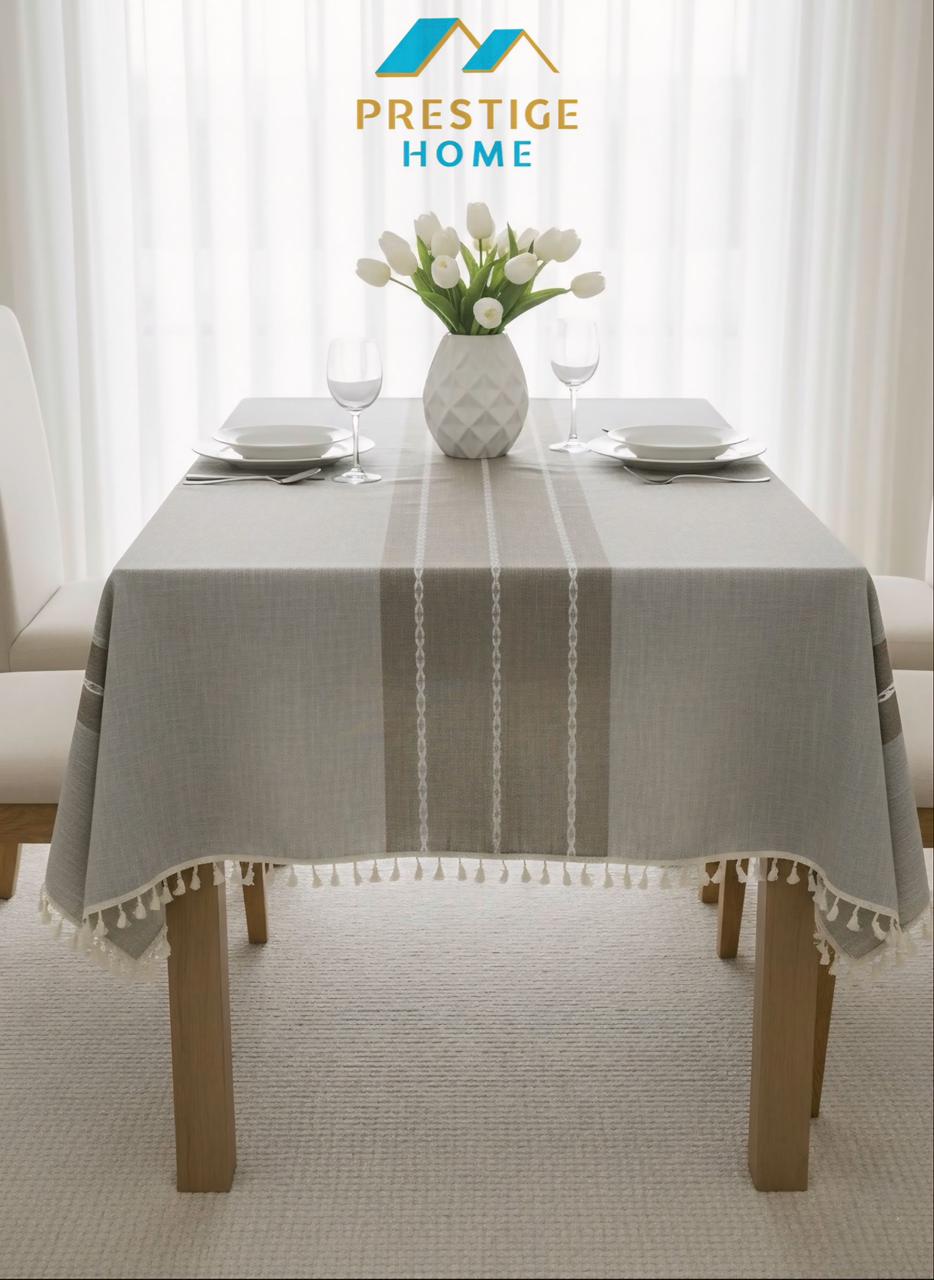 Soft Chain Stripe Tassel Tablecloth