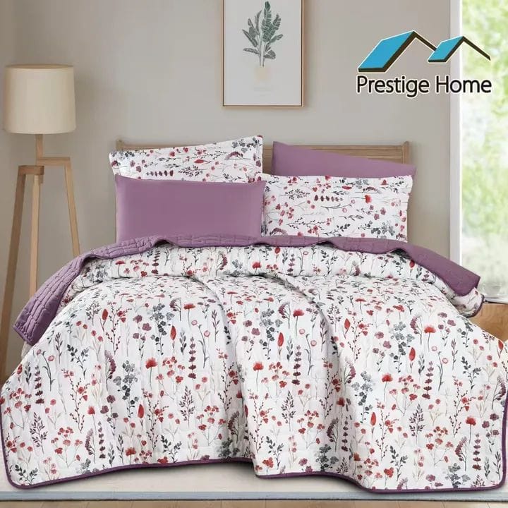 Lilac Flowers Bedspread Set - Double