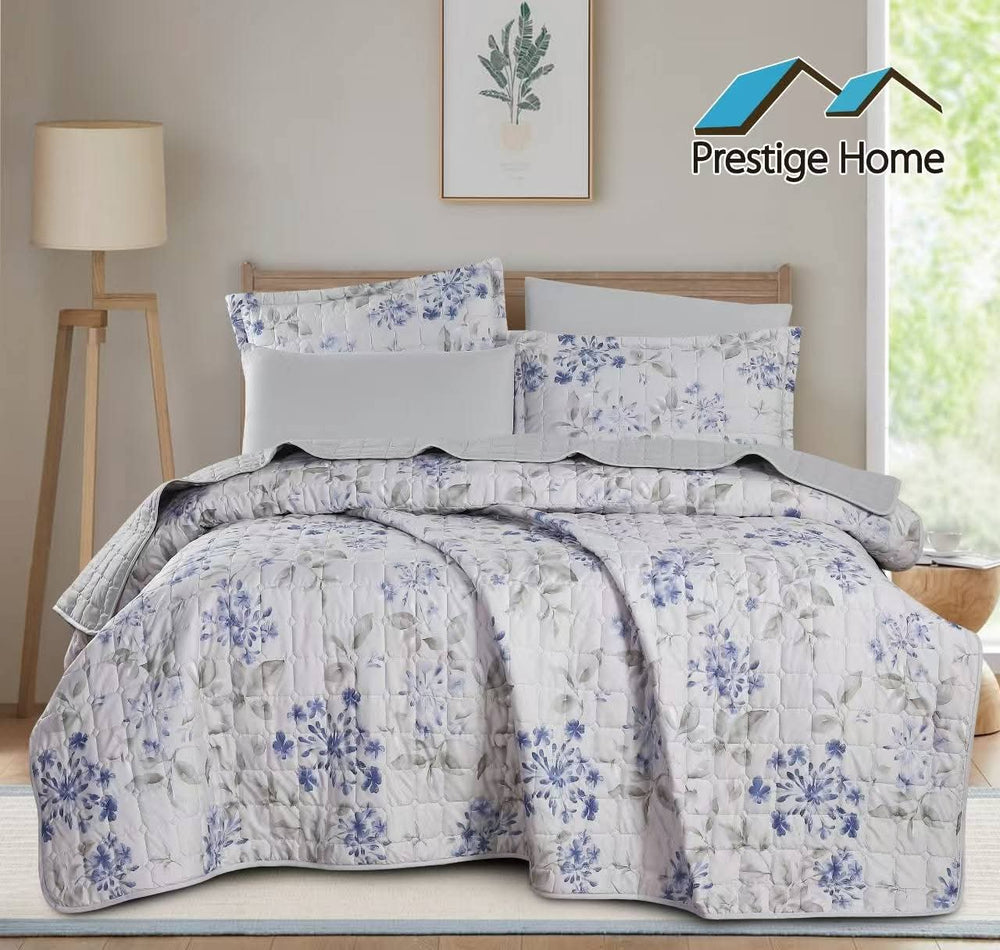 Blue Blossom Bedspread Set  - Double