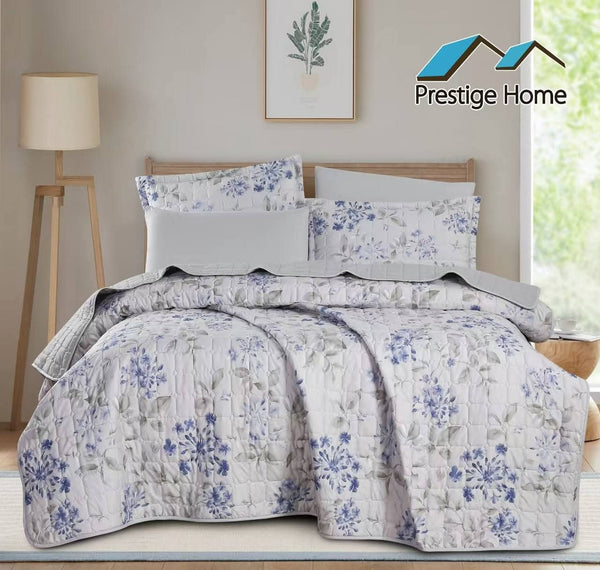 Blue Blossom Bedspread Set  - Double