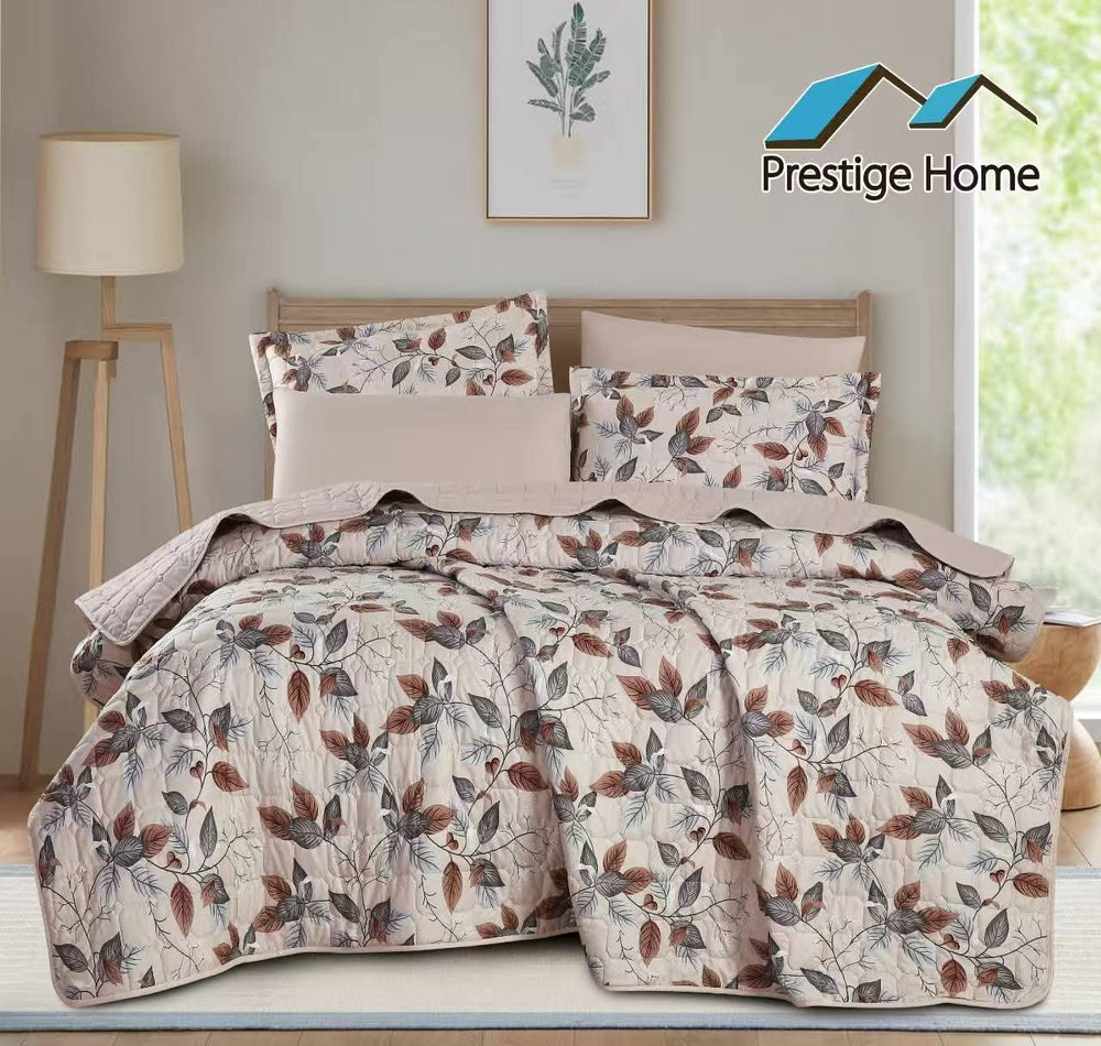Rust Leaf Bedspread Set - Double