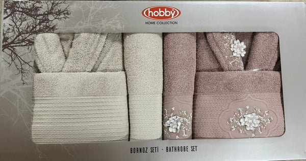 Turkish Bathrobe Set - Hobby Embroidery Buttercups 6-Piece
