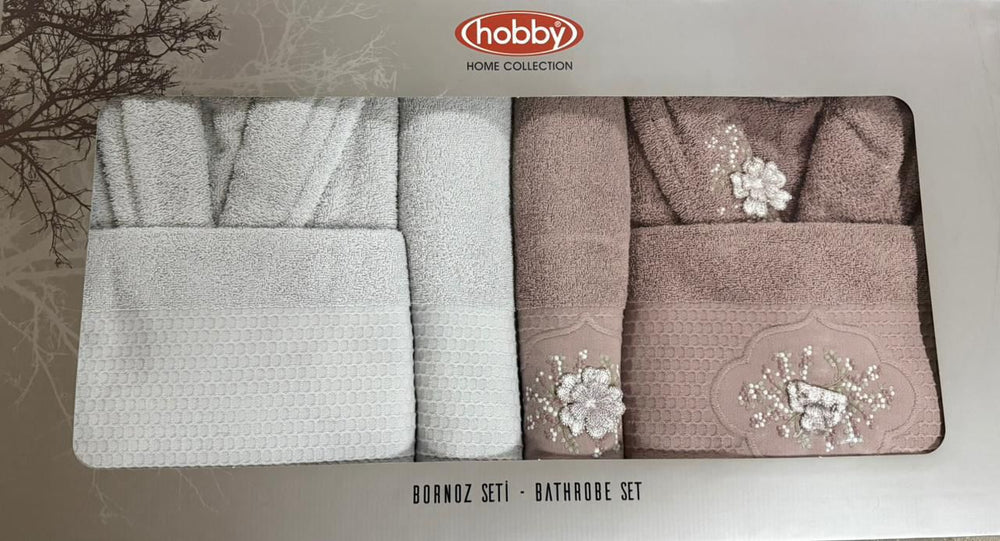 Turkish Bathrobe Set - Hobby Embroidery Buttercups 6-Piece