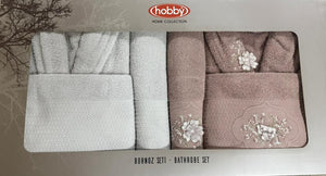 Turkish Bathrobe Set - Hobby Embroidery Buttercups 6-Piece