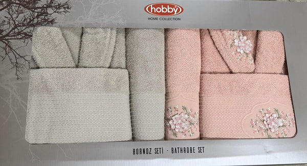 Turkish Bathrobe Set - Hobby Embroidery Buttercups 6-Piece