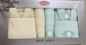 Turkish Bathrobe Set - Hobby Embroidery Buttercups 6-Piece